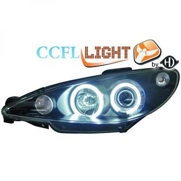 Peugeot-206-98-08-Faróis-Angel-Eyes-CCFL-Pretos